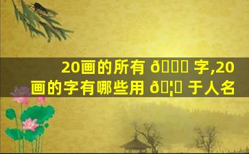 20画的所有 🐎 字,20画的字有哪些用 🦟 于人名